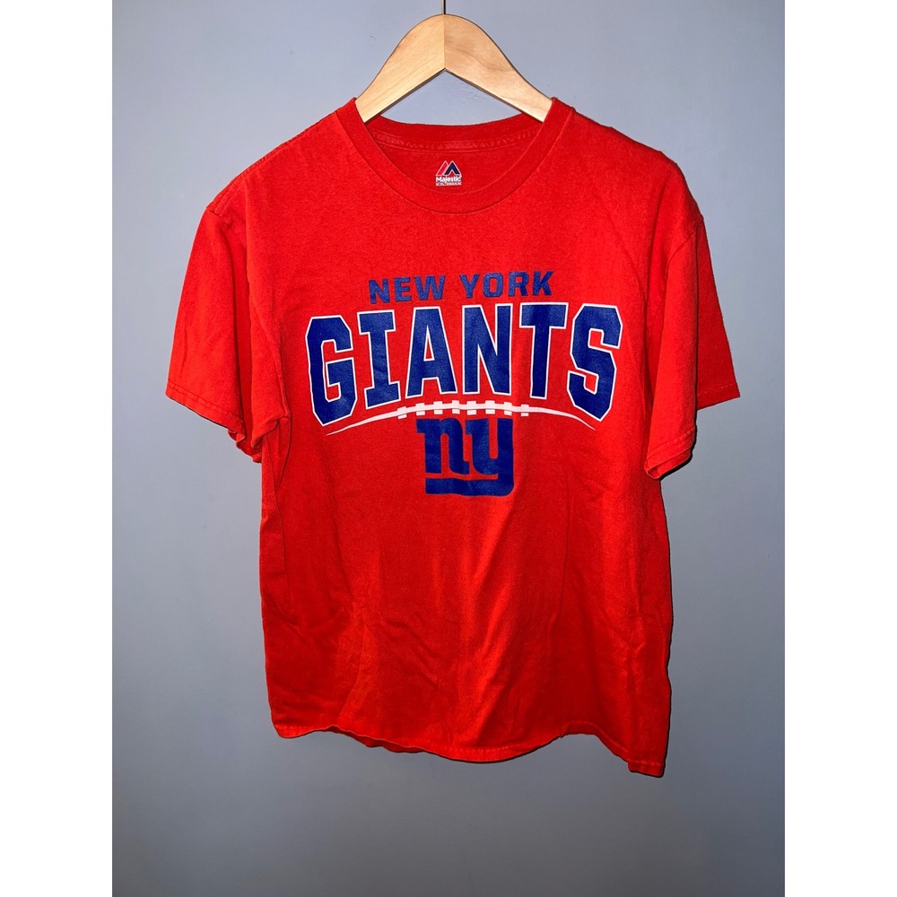 Majestic New York Giants NFL Graphic T-Shirt Mens Medium Red Short Sleeve Tee